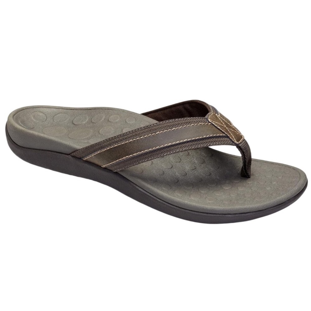 Vionic Tide Brown Orthotic Flip Flops Thong Sandals Men's Size 10